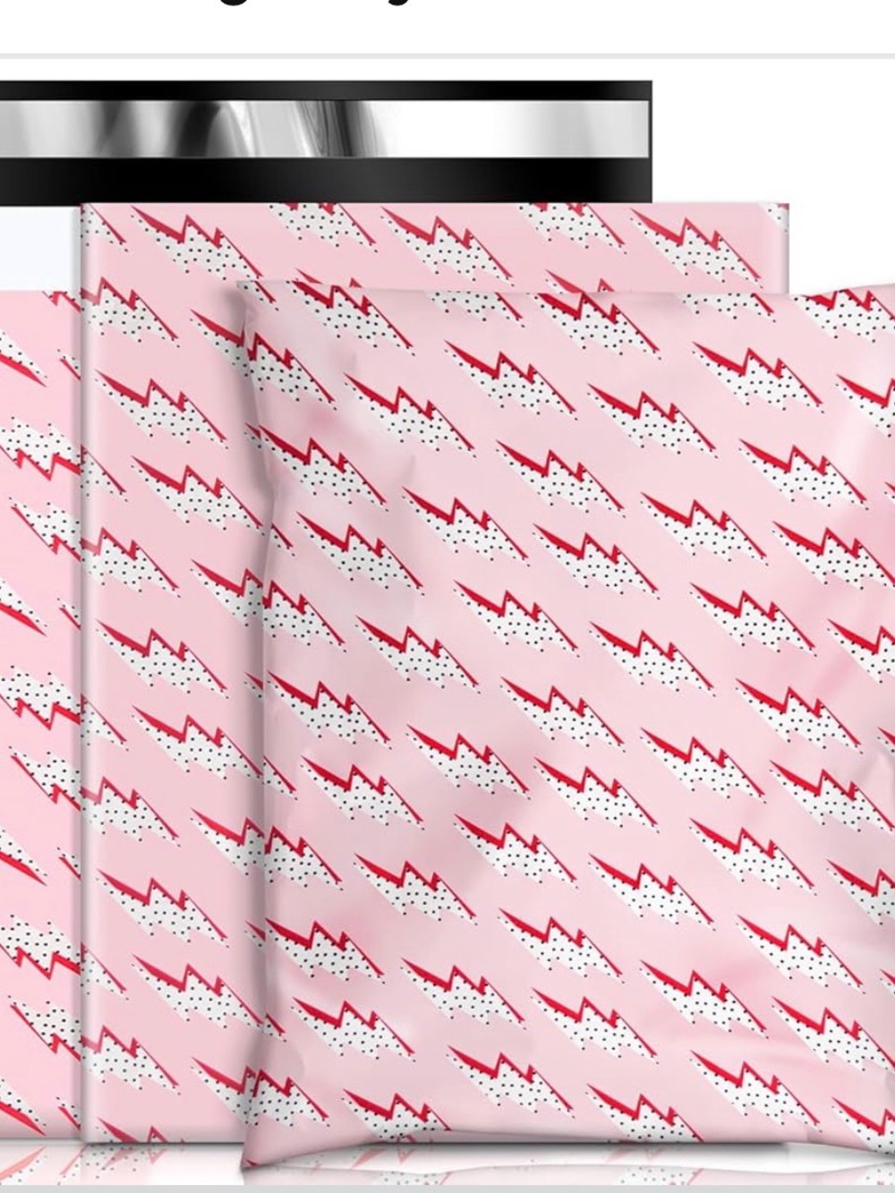 (10) pack Pink Lightning Pattern Poly Mailers.